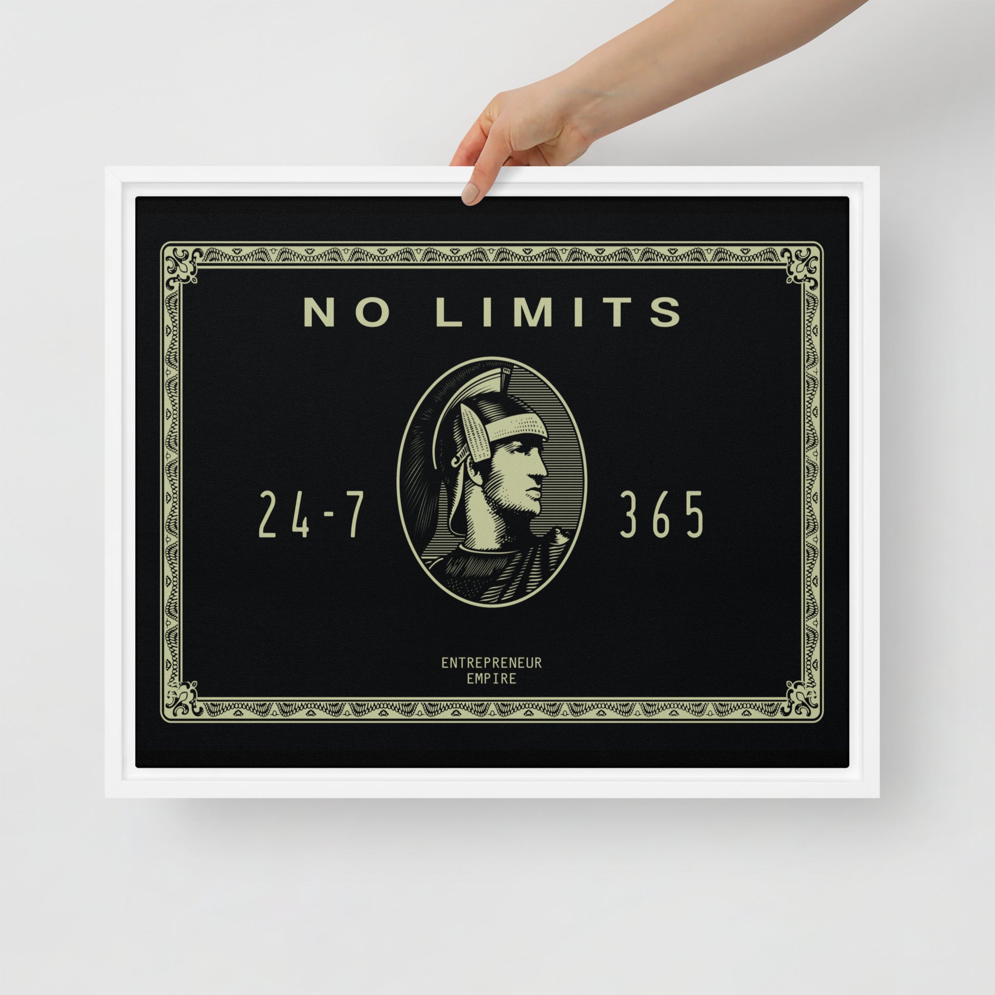 No Limits" Black American Express Card Framed Wall Canvas - Hustlers Edition - KingKanvas