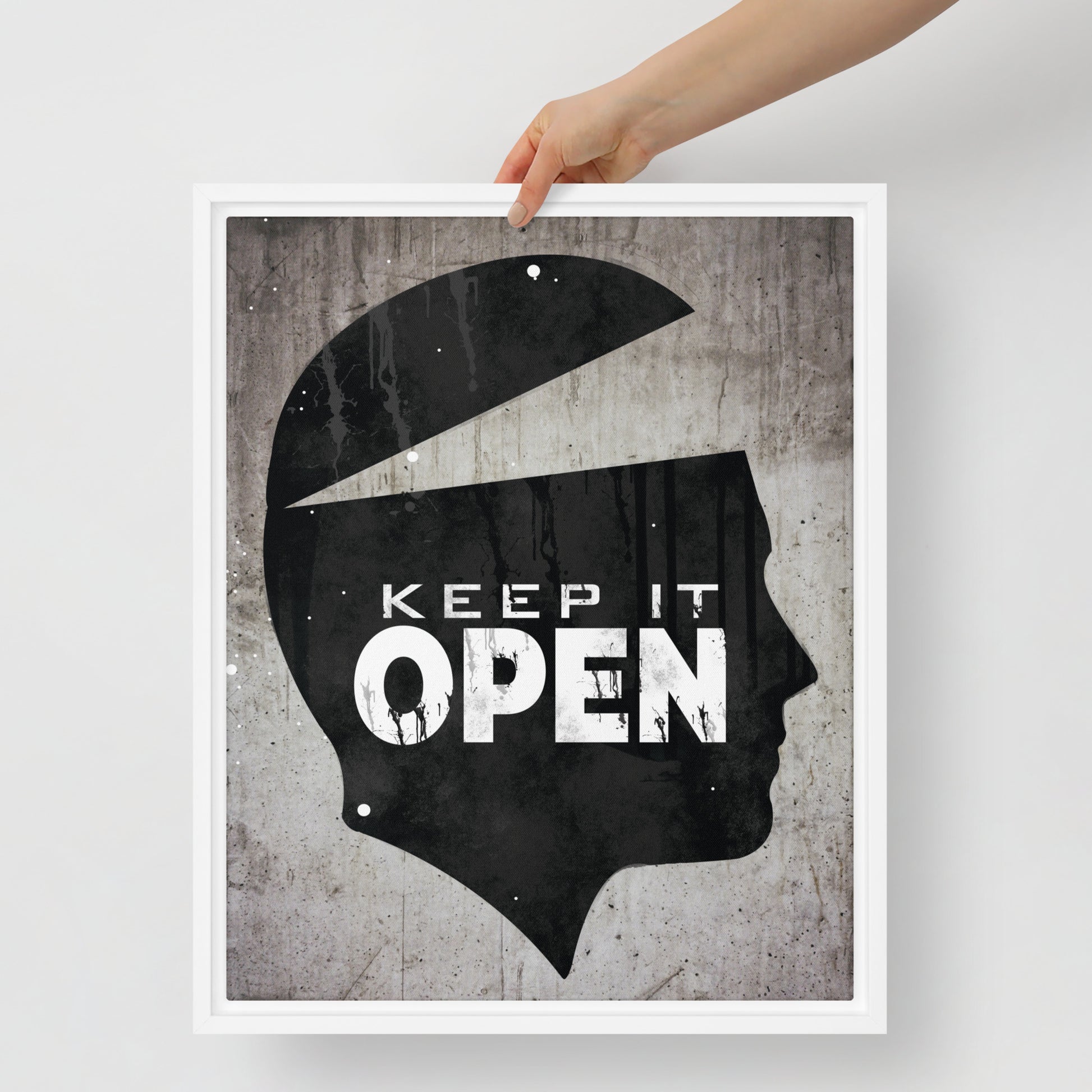 Framed Wall Canvas Decor With Inspiring Quote - "Keep It Open" - KingKanvas