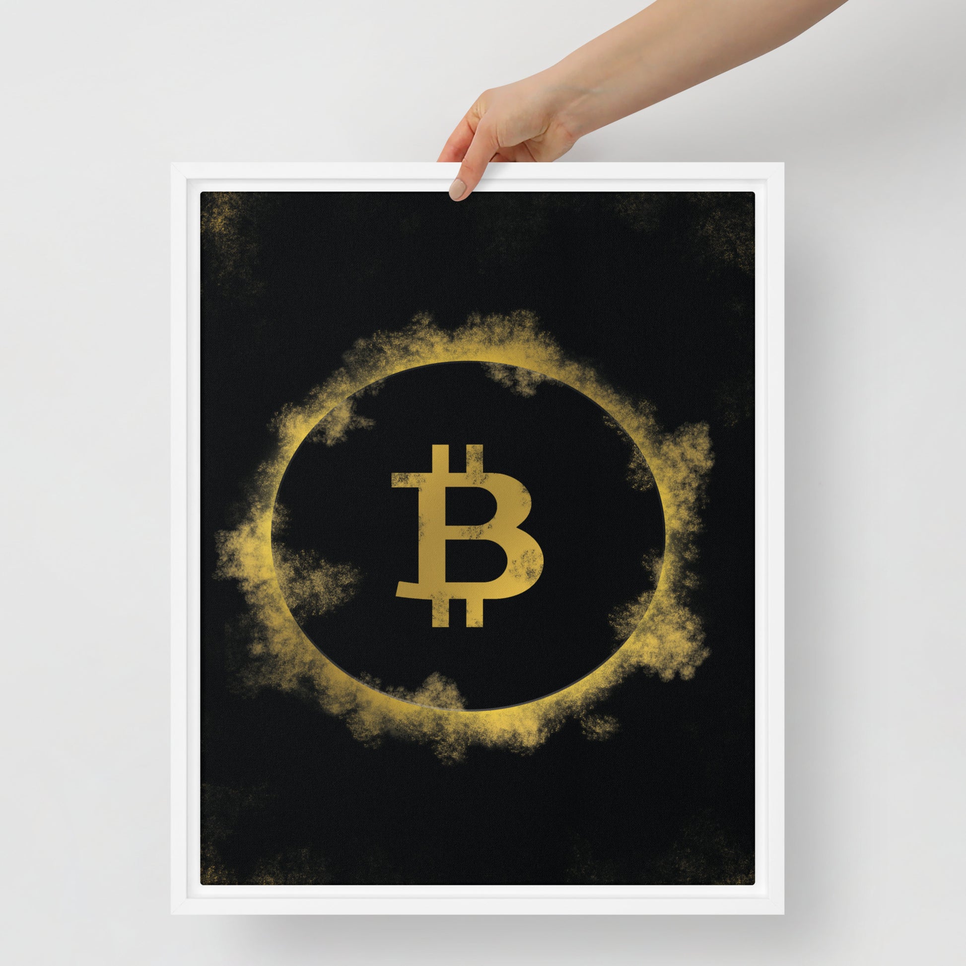 Framed Black & Gold Bitcoin Wall Art Canvas - KingKanvas