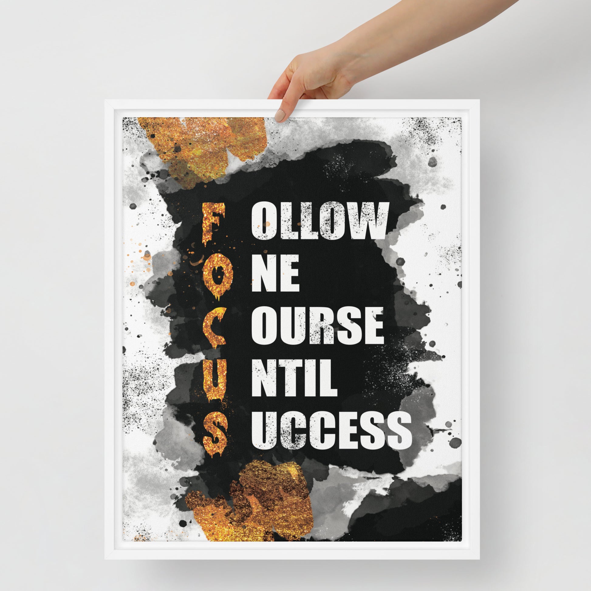 Framed Canvas Wall Art: FOCUS - Follow One Course Until Success - KingKanvas