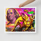 The Iconic Duo: Benjamin Franklin and the Bull of Wall Street Framed Canvas - KingKanvas