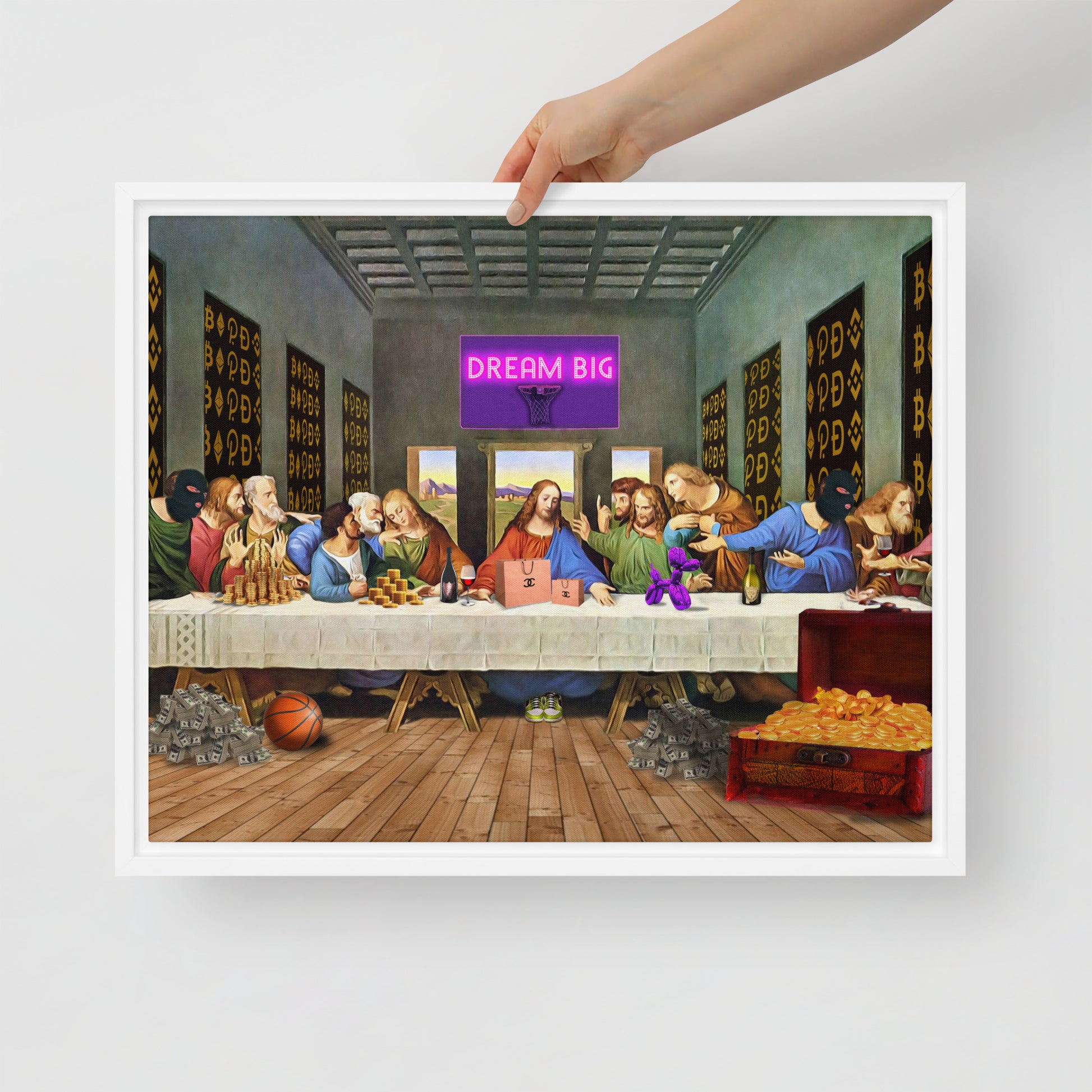 The Ultimate Gathering: Urban Last Supper Framed Wall Art Canvas - KingKanvas