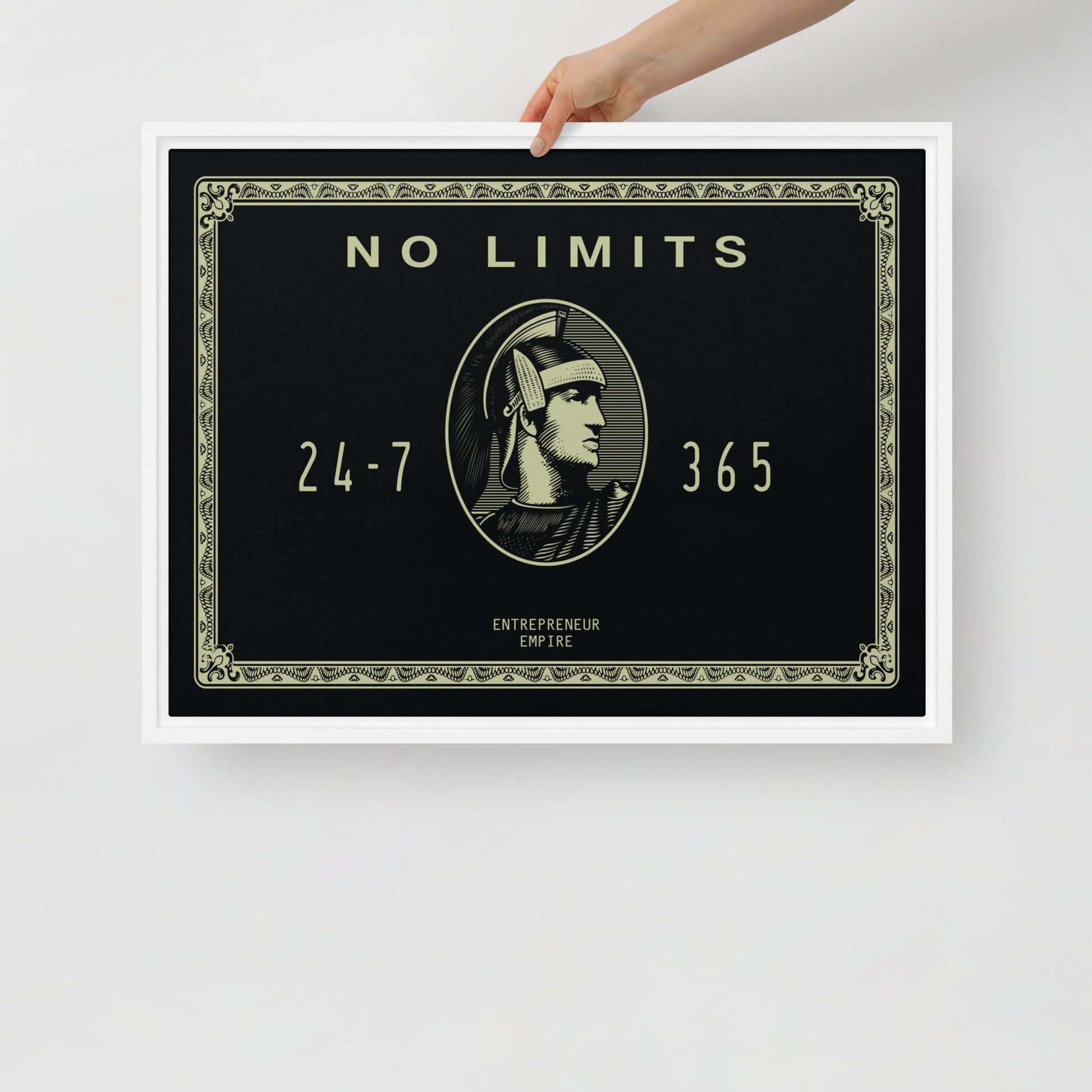 No Limits" Black American Express Card Framed Wall Canvas - Hustlers Edition - KingKanvas