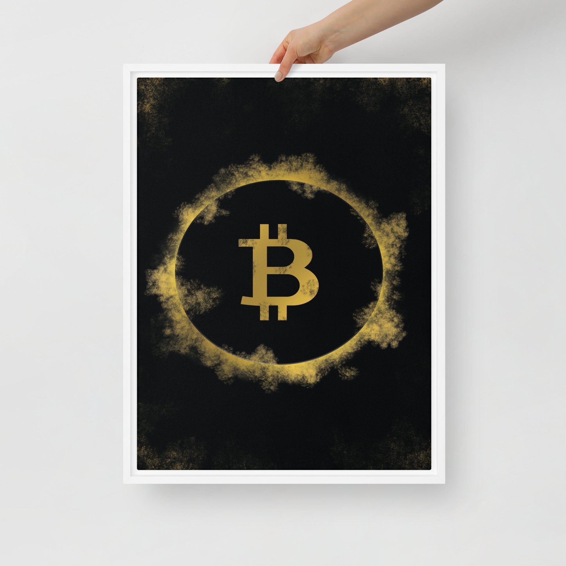 Framed Black & Gold Bitcoin Wall Art Canvas - KingKanvas