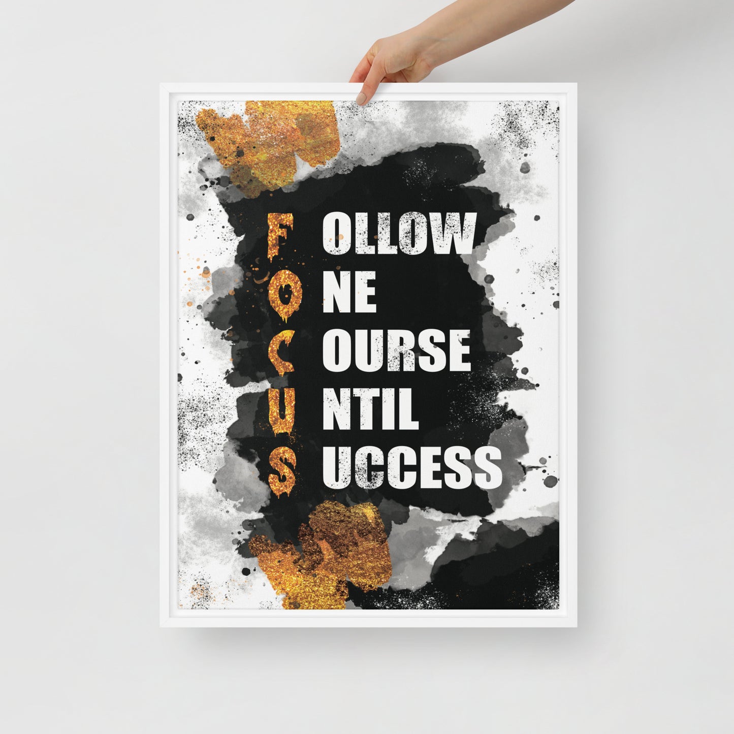 Framed Canvas Wall Art: FOCUS - Follow One Course Until Success - KingKanvas