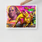 The Iconic Duo: Benjamin Franklin and the Bull of Wall Street Framed Canvas - KingKanvas