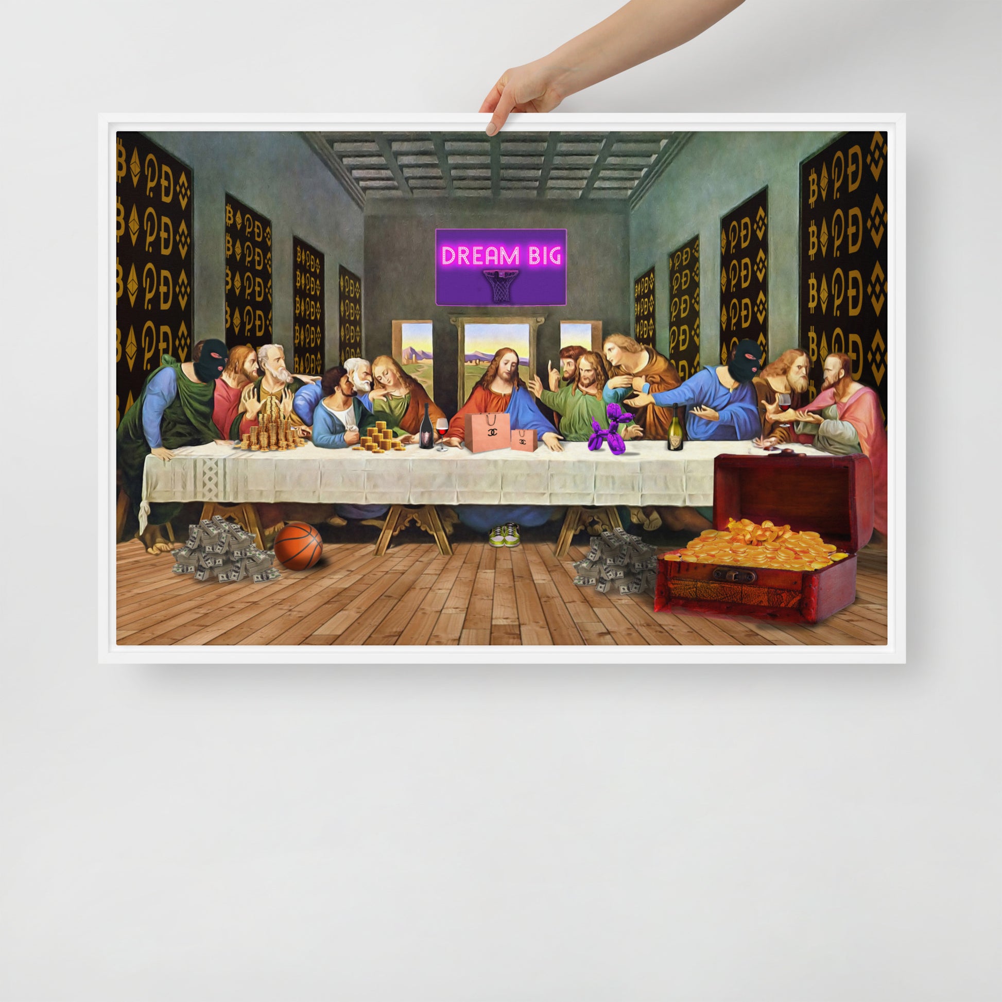 The Ultimate Gathering: Urban Last Supper Framed Wall Art Canvas - KingKanvas