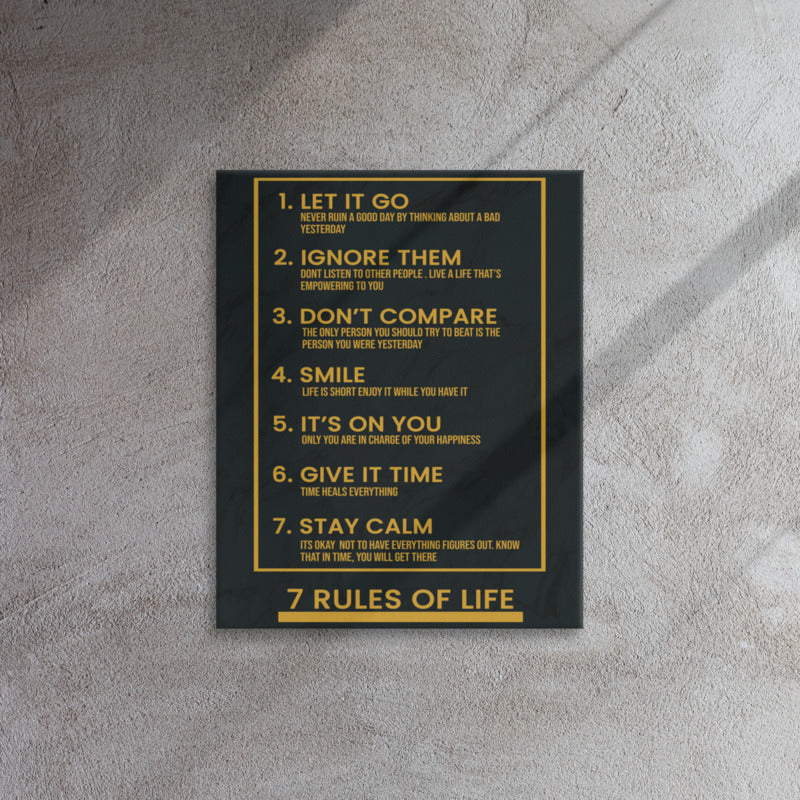 Motivational Wall Canvas: 7 Rules of Life - KingKanvas