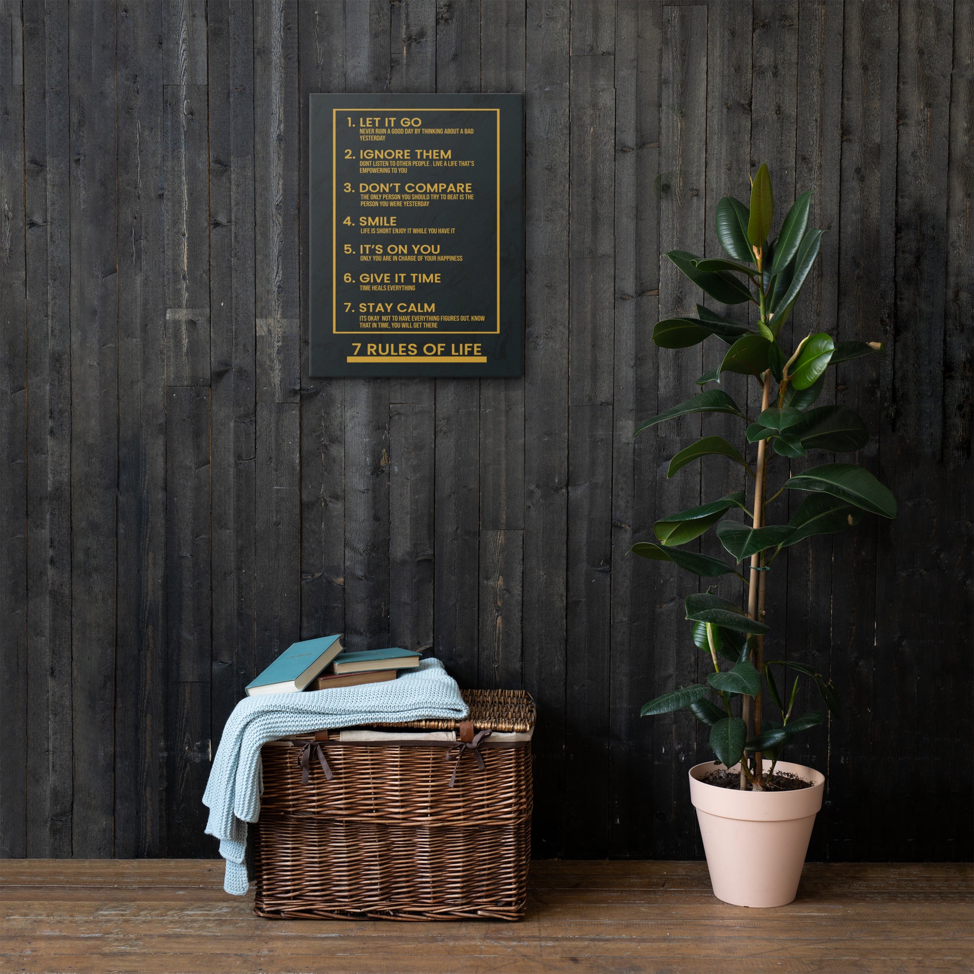 Motivational Wall Canvas: 7 Rules of Life - KingKanvas