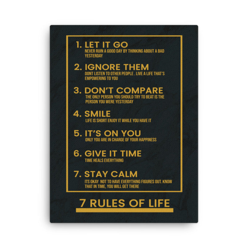 Motivational Wall Canvas: 7 Rules of Life - KingKanvas